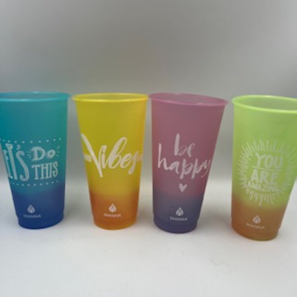 Manna Cold Drink Color Changing 16 Oz Motivational Tumbler Set Of 4 Cups